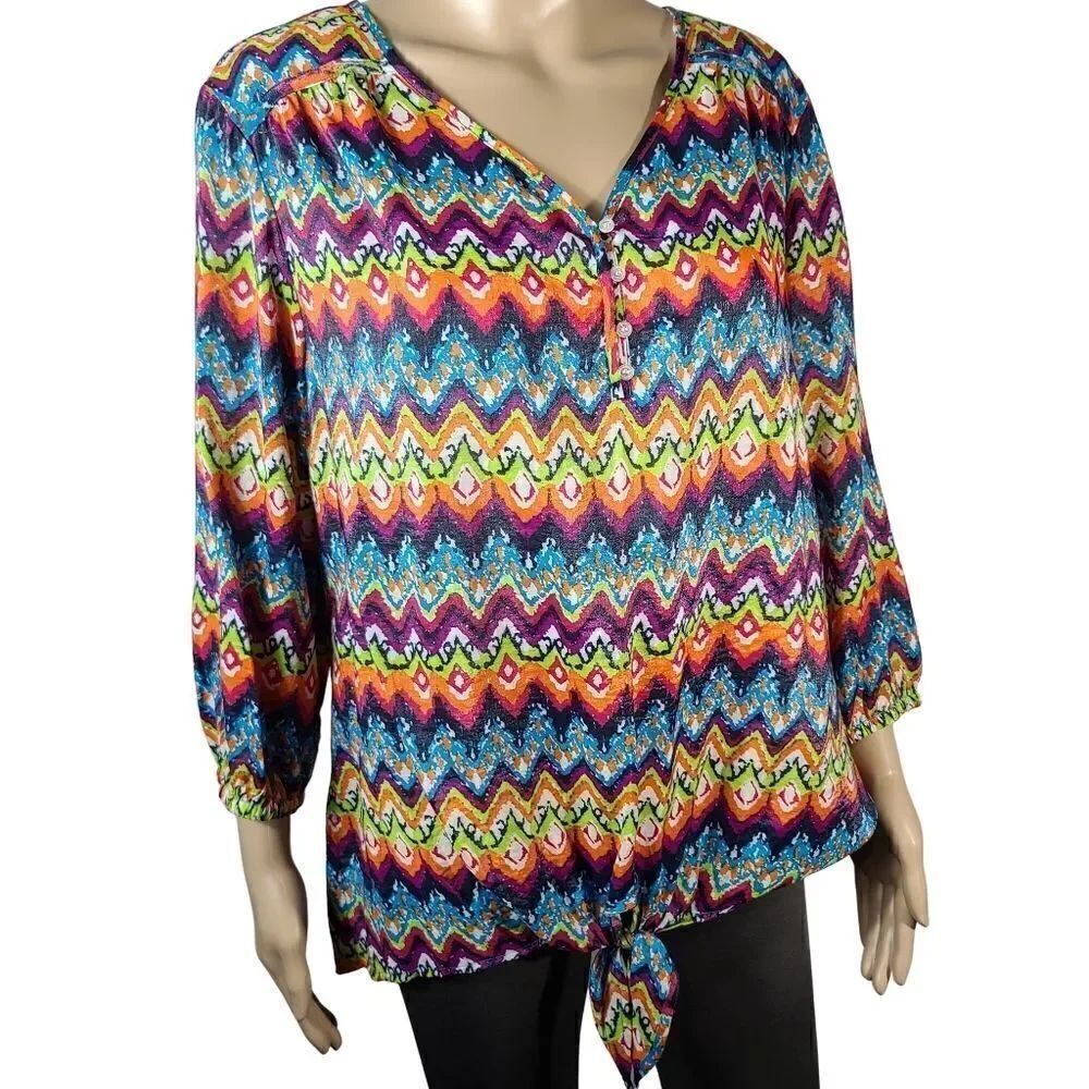 Westbound Colorful Long Sleeve Blouse